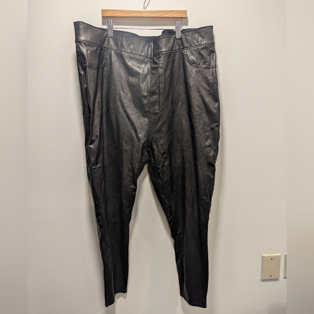 Spanx Womens Pants Faux Leather Ankle Skinny Pant Luxe Black 3X Sexy